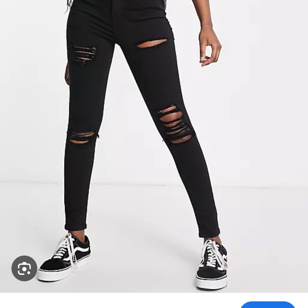 Topshop Jamie Ripped Black Jean W32 L30